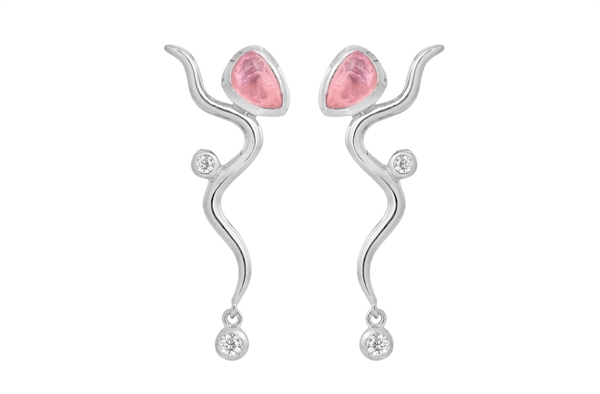 Silver Earrings - Pink Willow
