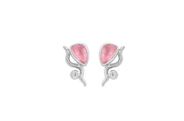Silver ear studs - Pink Willow