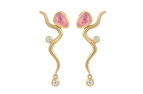 Gold Plated Earring - Pink Willow