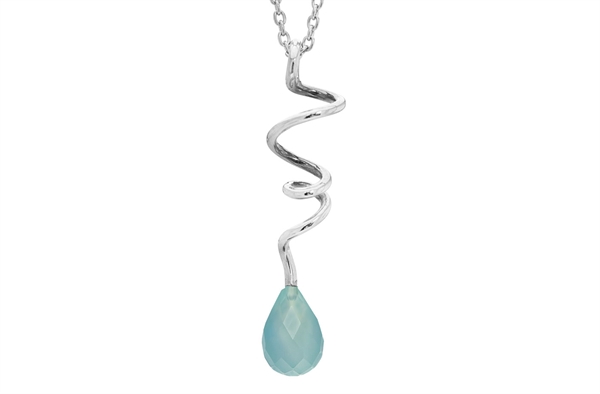 Silver necklace, chalcedony - Soft Line