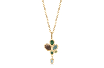gp collier - smokey quartz, aqua blue quartz, green quartz, peridot, sky blue topaz