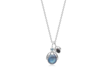 ss collier - antik oxidized, rainbow moonstone, zirconia