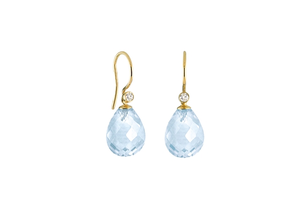 Gold earrings, blue topaz - Contessa