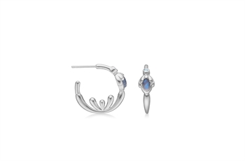 ss hoop - antik oxidized, rainbow moonstone, zirconia