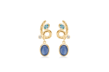 gp ear ring - kyanite, sky blue topaz, zirconia
