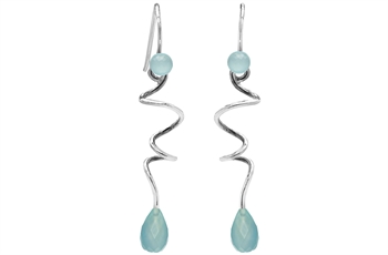 Silver earrings, chalcedony - Soft Line
