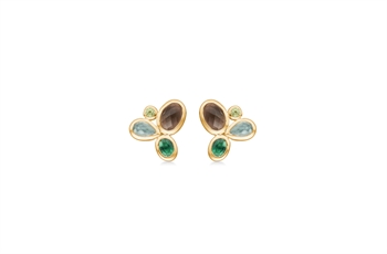 gp ear pin - smokey quartz, aqua blue quartz, green quartz