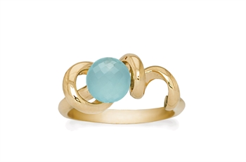 Gold Plated Ring, Chalcedony - Soft Line