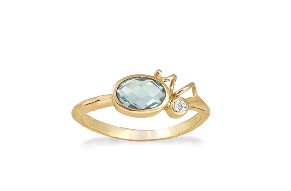 Guld ring - Blue Blush