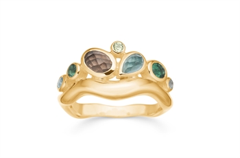 gp ring - smokey quartz, aqua blue quartz, green quartz, peridot, sky blue topaz