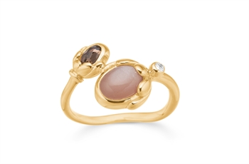 gp ring - peach moonstone, zirconia