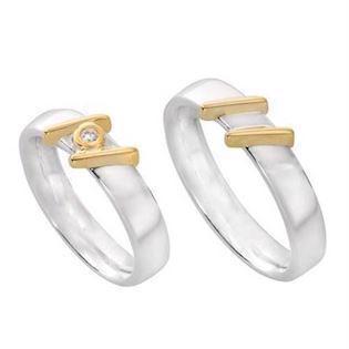 Randers Sølv rings with 14 carat gold details, zirconia and nice shiny surfaces