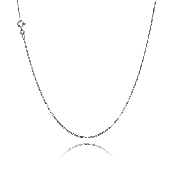 Panser facet halskæder i sort rhodineret sterling sølv 1,2 mm / tråd 0,4 mm, 38-100 cm