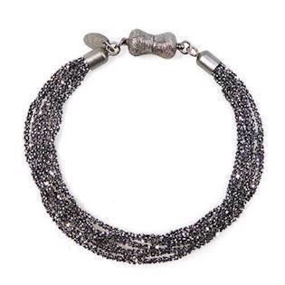 San - Link of joy Diamond Cut silver Bracelet Black oxidized, model 85402a