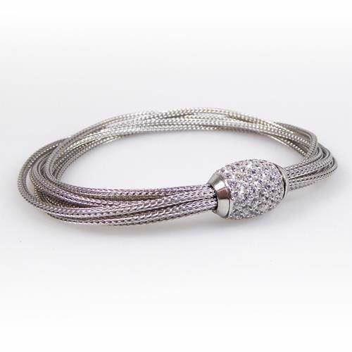San - Link of joy 925 sterling silver Bracelet rhodium plated chains, model 87405a