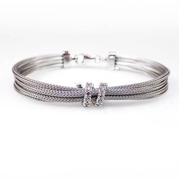 San - Link of joy Soft Foxtail Silver Design 925 sterling silver bracelet rhodium plated, model 1901-97405-A-19