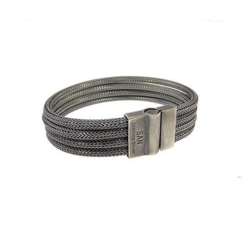 San - Link of joy Soft Foxtail Silver Design sterling silver bracelet oxidized 18-23 cm