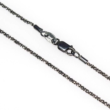San - Link of joy DiamondCut Silver design 925 sterling silver necklace Black oxidized, 40-50 cm