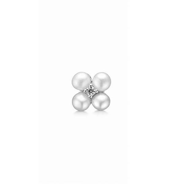 Seville blomster ørestikker i sterling sølv med små hvide perler og glitrende zirkonia