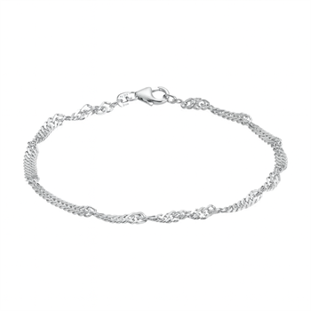 Silver Singapore bracelets, anklets and necklaces in 4 widths