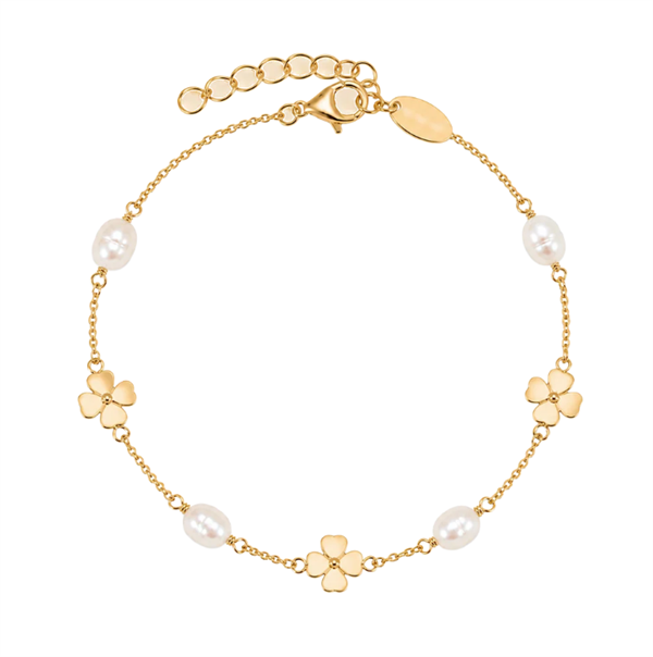 Christina Jewelry & Watches Clover and Pearl bracelet in gold-plated silver