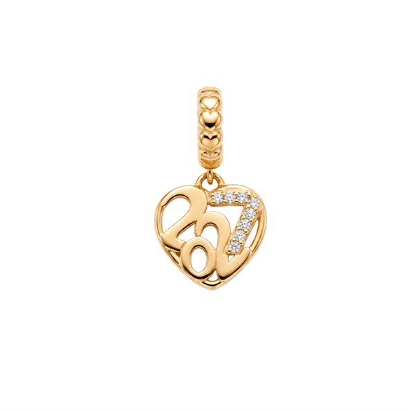 Christina Jewelry & Watches Year 2027 charm in gold-plated silver, 4 mm