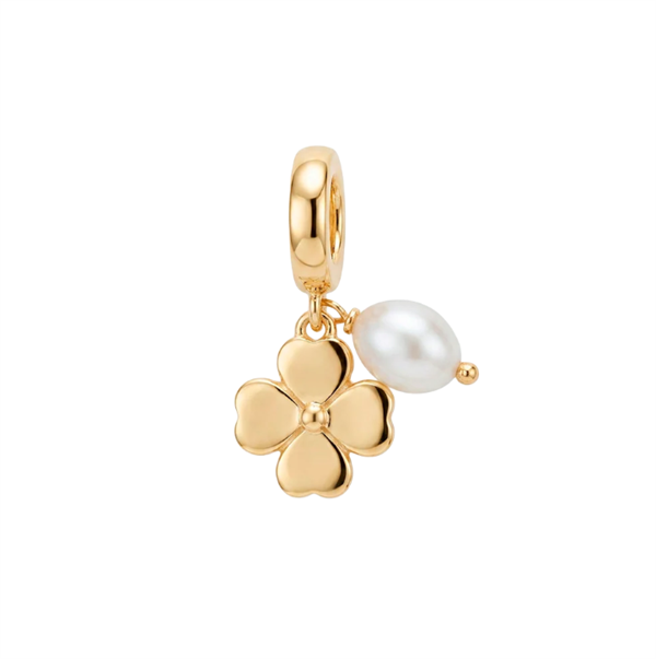 Christina Jewelry & Watches Clover and Pearl charm 6 mm in gold-plated silver