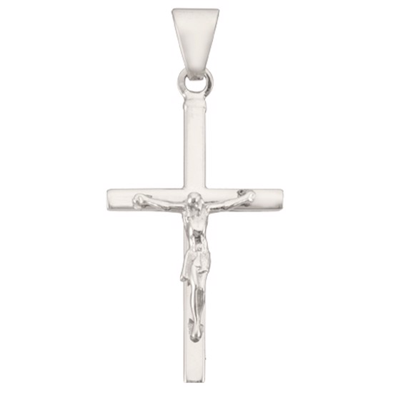 Stolpe cross with Jesus from BNH in shiny sterling silver, Small - 13 x 21 mm