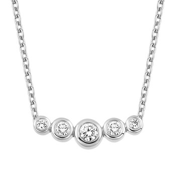 Nuran 14 ct white gold pendant, from the Tube series with 1 x 0,04 + 2 x 0,01 ct Diamonds Wesselton SI