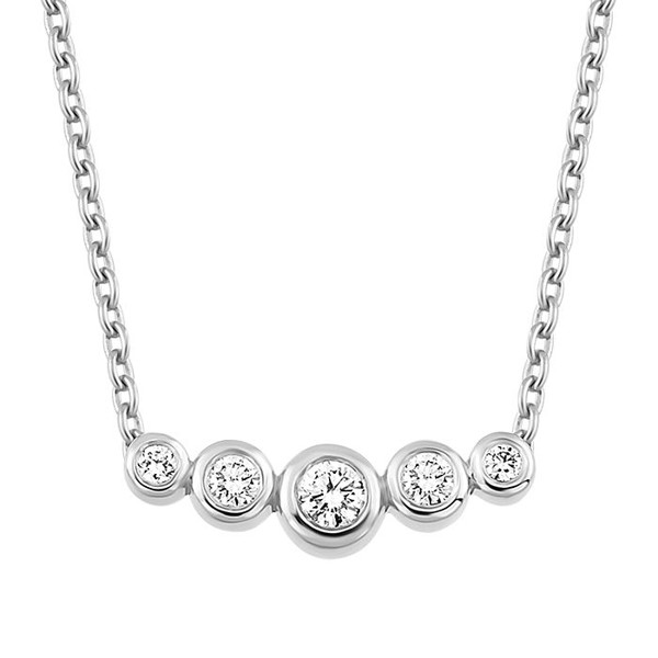 Nuran 14 ct white gold pendant, from the Tube series with 1 x 0,04 + 2 x 0,01 ct Diamonds Wesselton SI