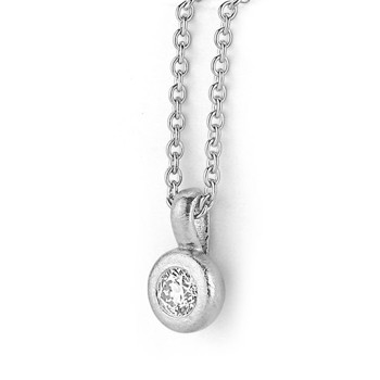 14 ct white gold DOT pendant with 1 pcs 0,05-0,25 ct. diamond Wesselton SI