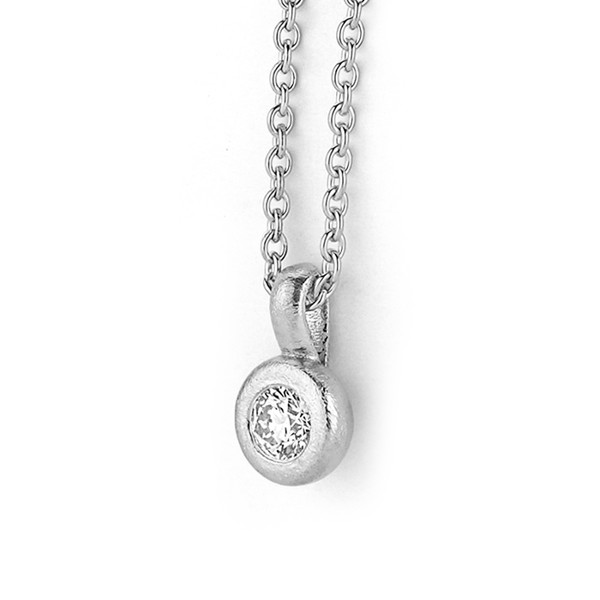 14 ct white gold DOT pendant with 1 pcs 0,05 ct. diamond Wesselton SI
