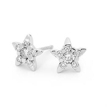 9 ct white gold star stud earrings with diamonds