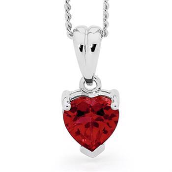9 ct white gold pendant with heart shaped ruby