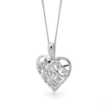 9 ct white gold heart with 8 x 0.005 ct diamond