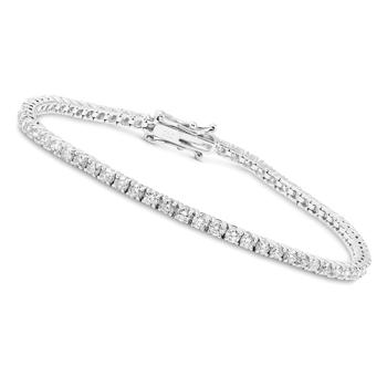 Tennis bracelet in 14 carat white gold with 89 pcs 0,02 ct Wesselton SI