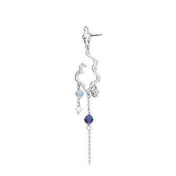 Louisa Rhodium-Plated Sterling Silver Earring with Zirconia, Quartz, Crystals, and Freshwater Pearls