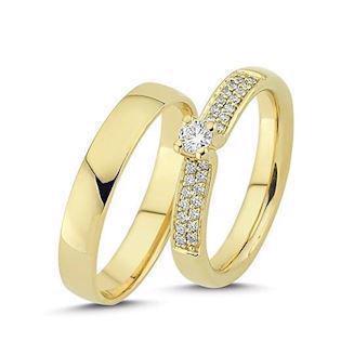Sparkling Love Love rings with 29 diamonds in 14 carat from Nuran