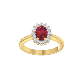 Ruby Cluster Ring from Støvring Design, 14 kt with 0,25 ct W/SI