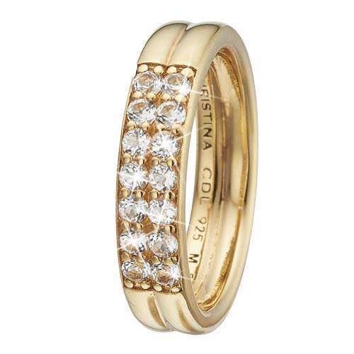 Christina Collect Gold-plated silver Eternity Topaz double wedding ring with white topaz, model 4.2.B-57