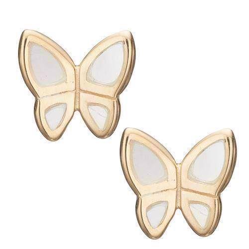 Christina Collect 925 sterling silver Mop butterflies small gilded butterflies with white enamel, model 671-G14