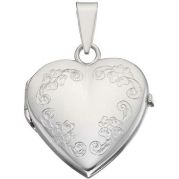 Heart medallion with pattern, 16x19 mm in silver for 2 x photo