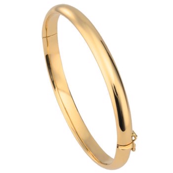 BNH Ladies shiny 14 carat bangle Classic (hollow) in width 4 mm and diameter 6.0 cm