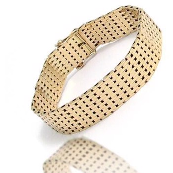 Brick 14 carat solid gold bracelet, 18½ cm and 9 rows (9.0 mm)