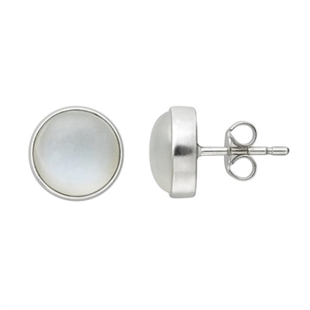 Silver ear stud with round cat's eye from L&G, 8 mm