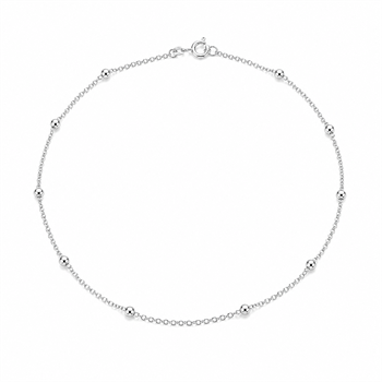 Ankel kæde i rund anker med kugler i sterling sølv, 25-27 cm