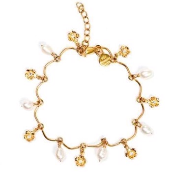 Flora Danica gold plated vermeil bracelet with pearls