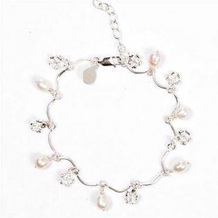 Flora Danica silver forget-me-not bracelet with pearls