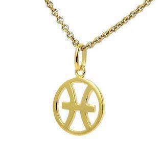 Star sign pendant in gold-plated sterling silver - PISCES (February 21 - March 20)