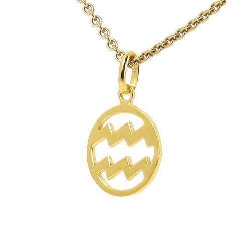 Star sign pendant in gold-plated sterling silver - Aquarius (January 21 - February 19)